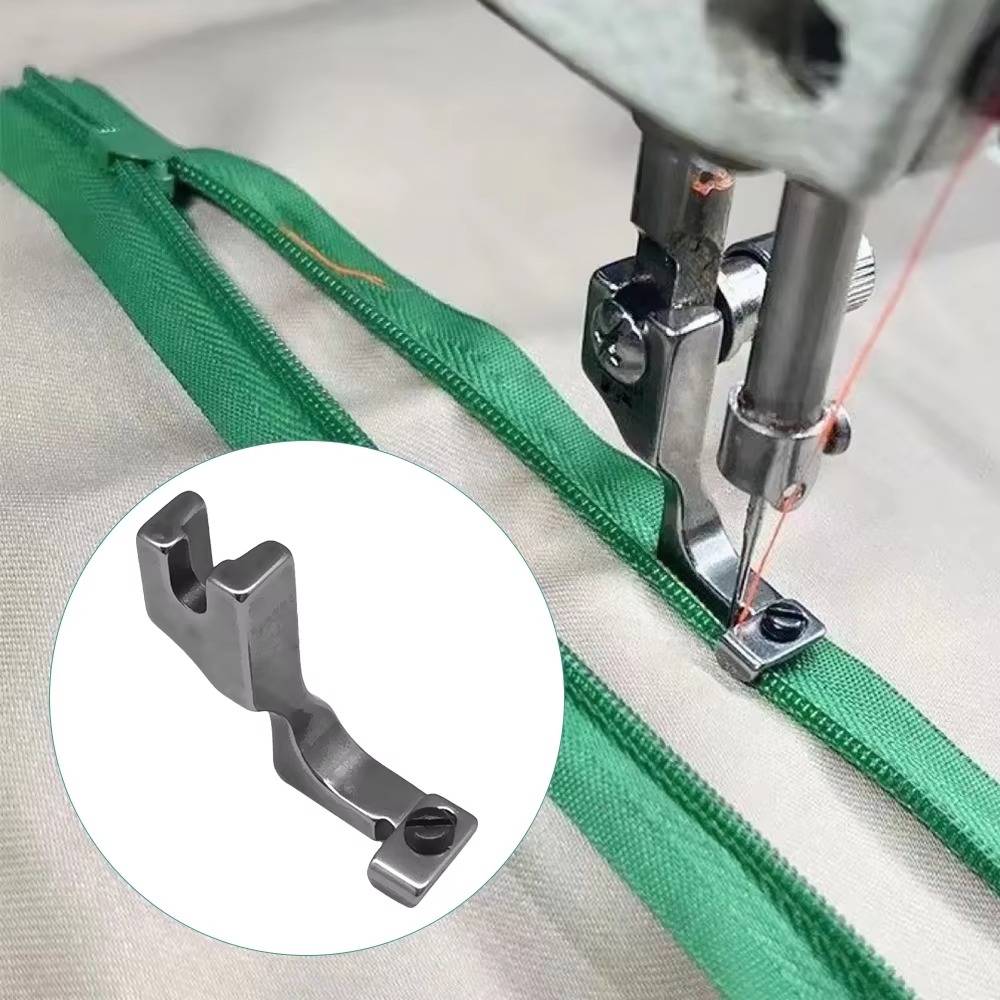 Invisible Zipper Presser Foot with Adjustable Width and Grooved Guides for #3-5 Zippers