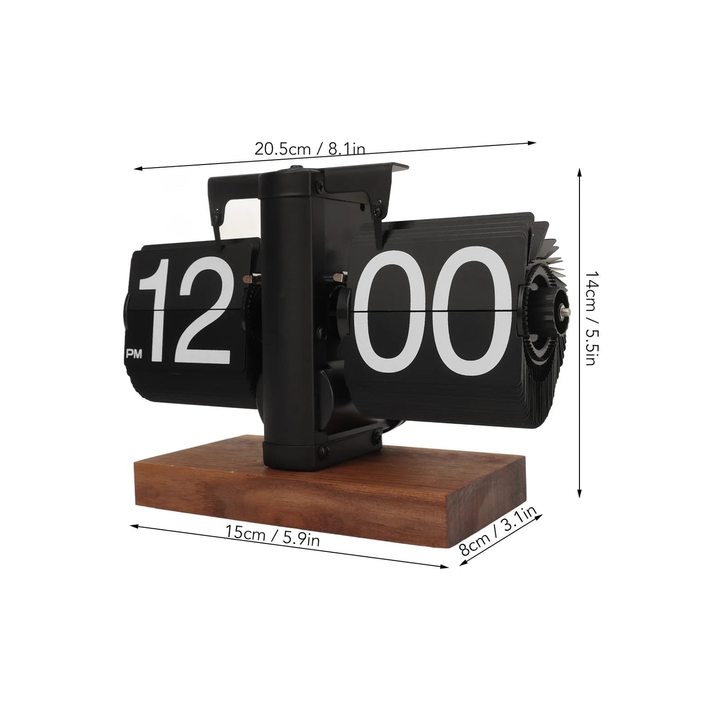 Mechanical Flip Clock with Black Walnut Body and Large Display Numbers