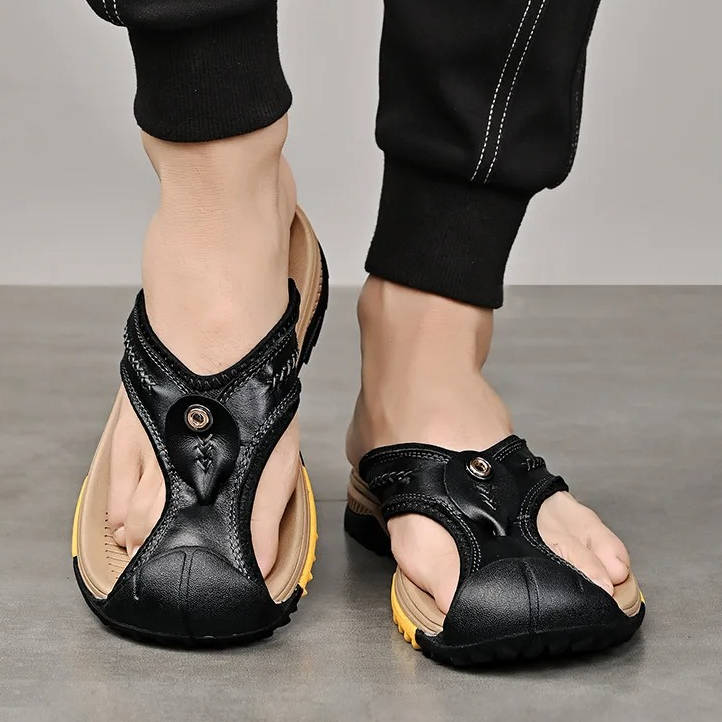 Closed Toe Flip Flops for Men with Nonslip Rubber Sole and Fast Drying Material
