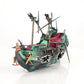 Sunken Boat Aquarium Decoration with Built-In Air System and Multiple Swim Spaces