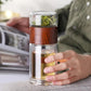 Glass Tea Infuser Bottle with Built-in Stainless Filter and Double Wall Insulation, 201-300ml