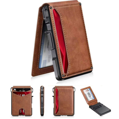 Mens RFID Card Holder Wallet, Slim Bifold Front Pocket Wallet with Aerospace Aluminum and Cash Clip, Everyday Carry Gift for Men