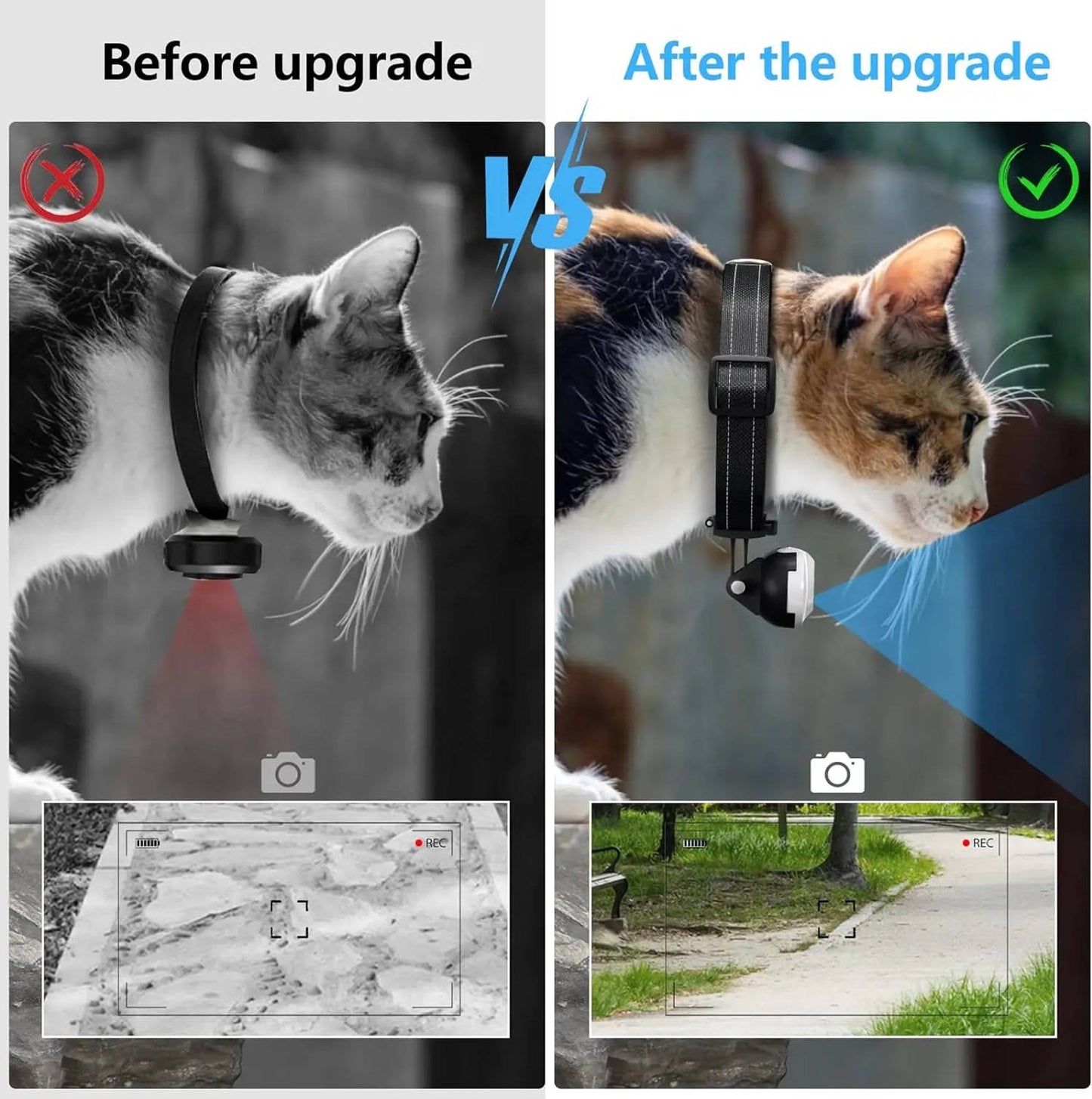 Wireless Tracking Camera Dog & Cat Collar, HD Pet Camera with Real Time Recording