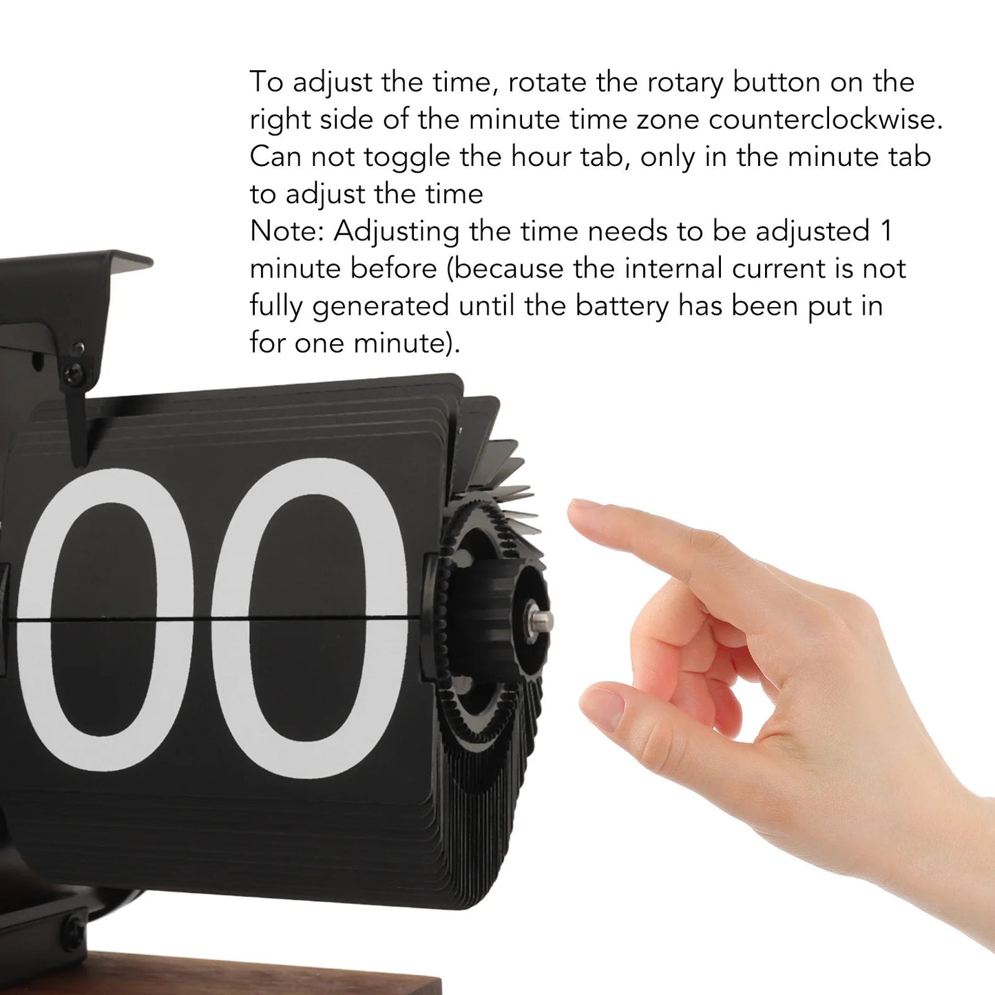 Mechanical Flip Clock with Black Walnut Body and Large Display Numbers