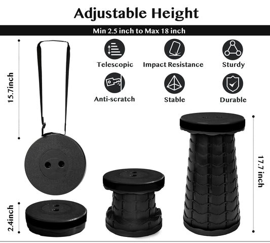 Telescopic Stool with Adjustable Height and Carrying Straps, 330 Pound Capacity