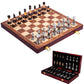 Luxurious Metal Chess Set with Large 16.5 in Wooden Board, Premium Chess Game Set