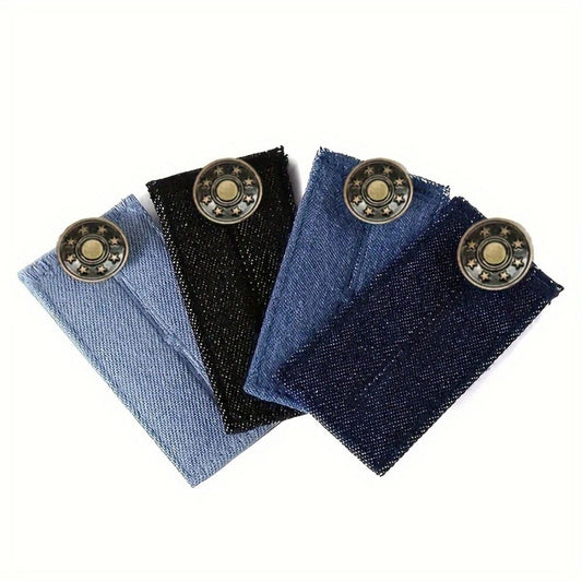 Waist Extender with Metal Button and Elastic Loop for Pants, 4-Piece  Set