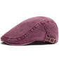 Washed Cotton Denim Newsboy Cap with Adjustable Interior Band and Eight Panel Design