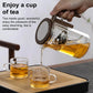 Glass Teapot with Removable Fine Mesh Infuser and Water Separation, Wooden Handle