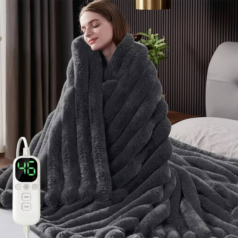 Heated Throw Blanket, Cozy Faux Fur Electric Blanket for Sofa, Bed and Home