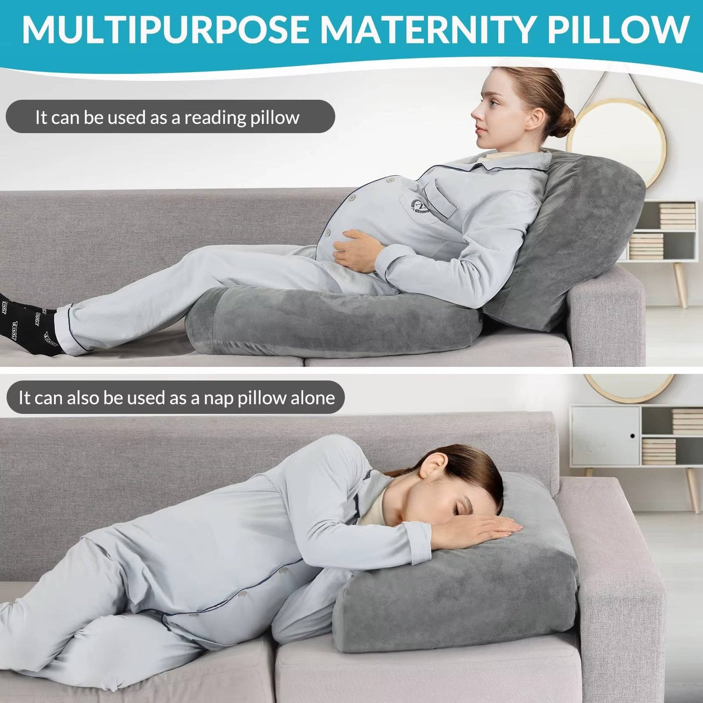 Pregnancy Pillow 44.5 Inch Full Body, Maternity Pillow, Removable Cover for Back Belly Hips Comfort