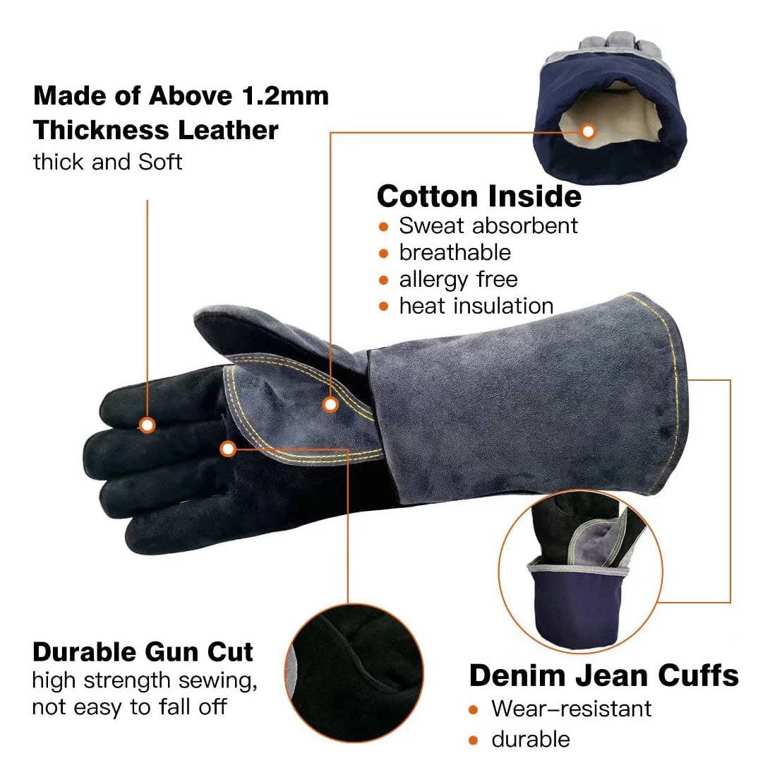 Extreme Heat Resistant Safety Gloves, BBQ Grill Welding Mittens, High Temperature Protective Gloves