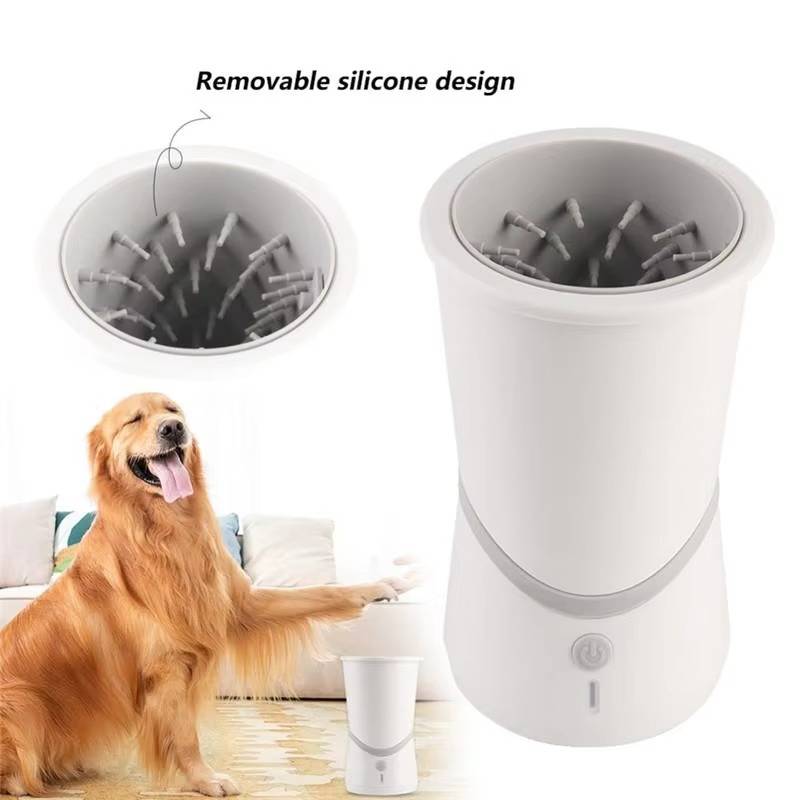 Dog Paw Cleaner with Rotating Silicone Brushes and Dual Speed Settings