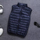 Down Fill Vest with Water Resistant Shell and Stand Up Collar, Packable