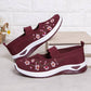 Breathable Mary Jane Sneakers with Floral Embroidery and Elastic Instep Strap