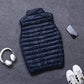 Down Fill Vest with Water Resistant Shell and Stand Up Collar, Packable