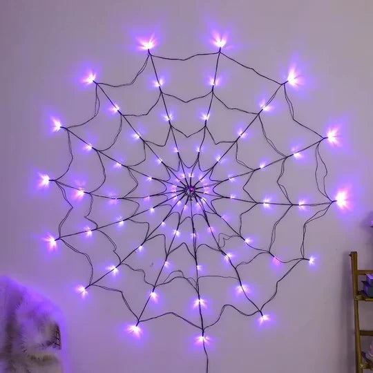 Halloween Spider Web Lights Outdoor with 80 Purple LEDs