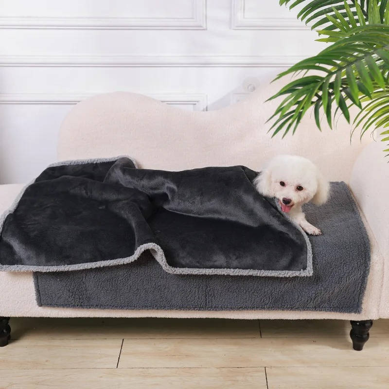 Waterproof Dog Blanket with Sherpa Fleece and Raised Edge Design
