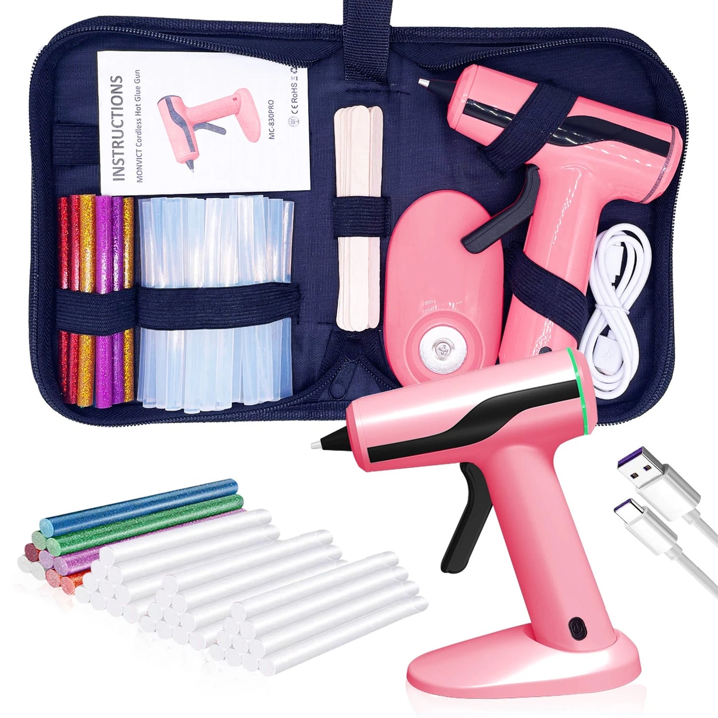 Rechargeable Glue Gun with Anti Drip Nozzle and Magnetic Base, 60 Minute Runtime