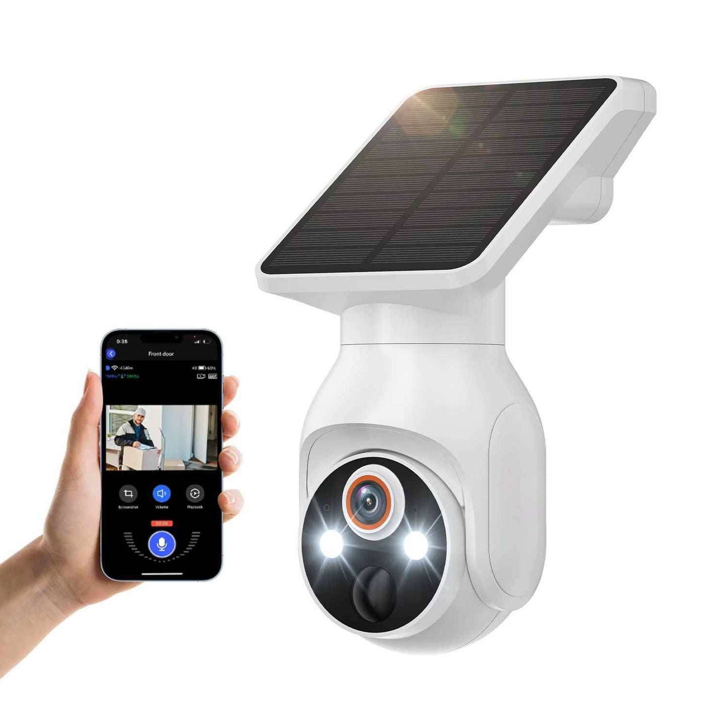 Solar Security Camera Wireless Outdoor, 2K HD Night Vision Motion Detection with Battery Powered No Wiring Easy Install