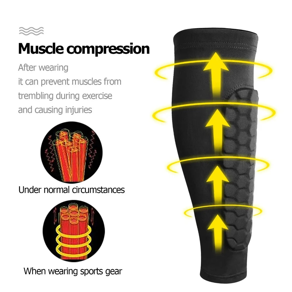 Soccer Shin Guards with Honeycomb Cushioning and Compression Fit