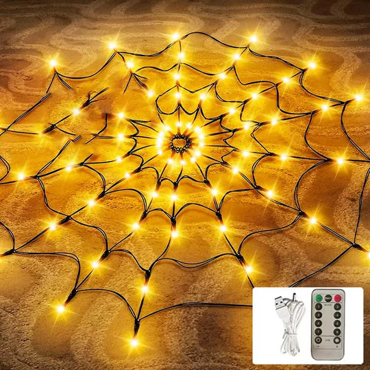 Halloween Spider Web Lights Outdoor with 80 Purple LEDs