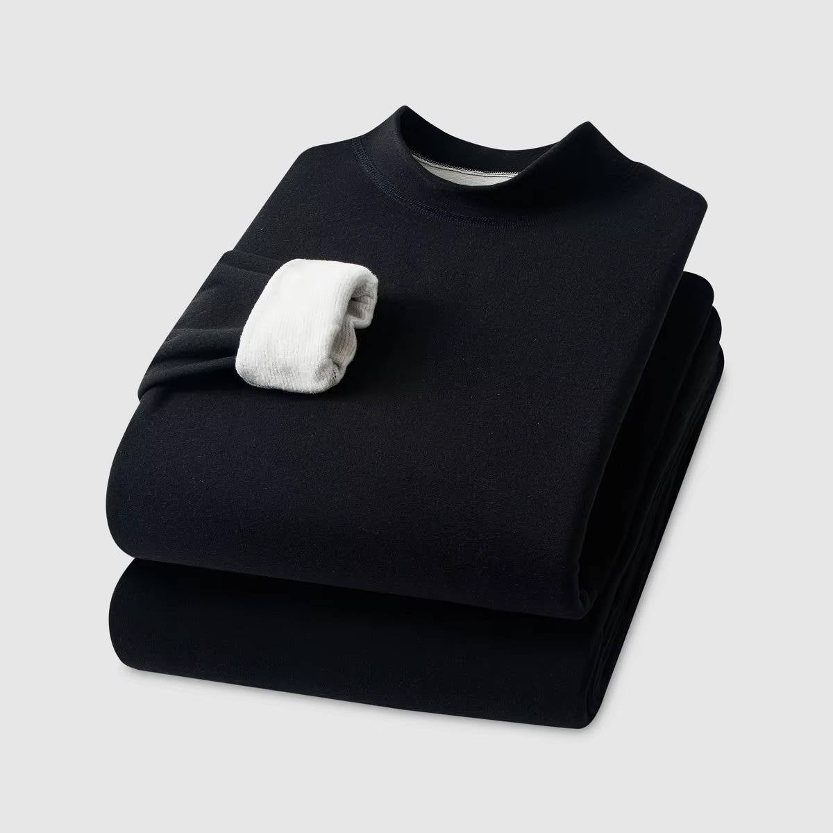 Mens Thermal Underwear with Silk Velvet Blend and High Neck Design