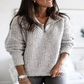 Relaxed Fit Womens Pullover with Quarter Zip and Stretchy Knit Blend