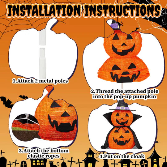 Halloween Collapsible Lighted Pumpkin Decoration Indoor Outdoor