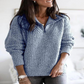 Relaxed Fit Womens Pullover with Quarter Zip and Stretchy Knit Blend
