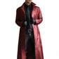 Mens Long Trench Coat with PU Outer Shell and Polyester Lining, Slim Fit