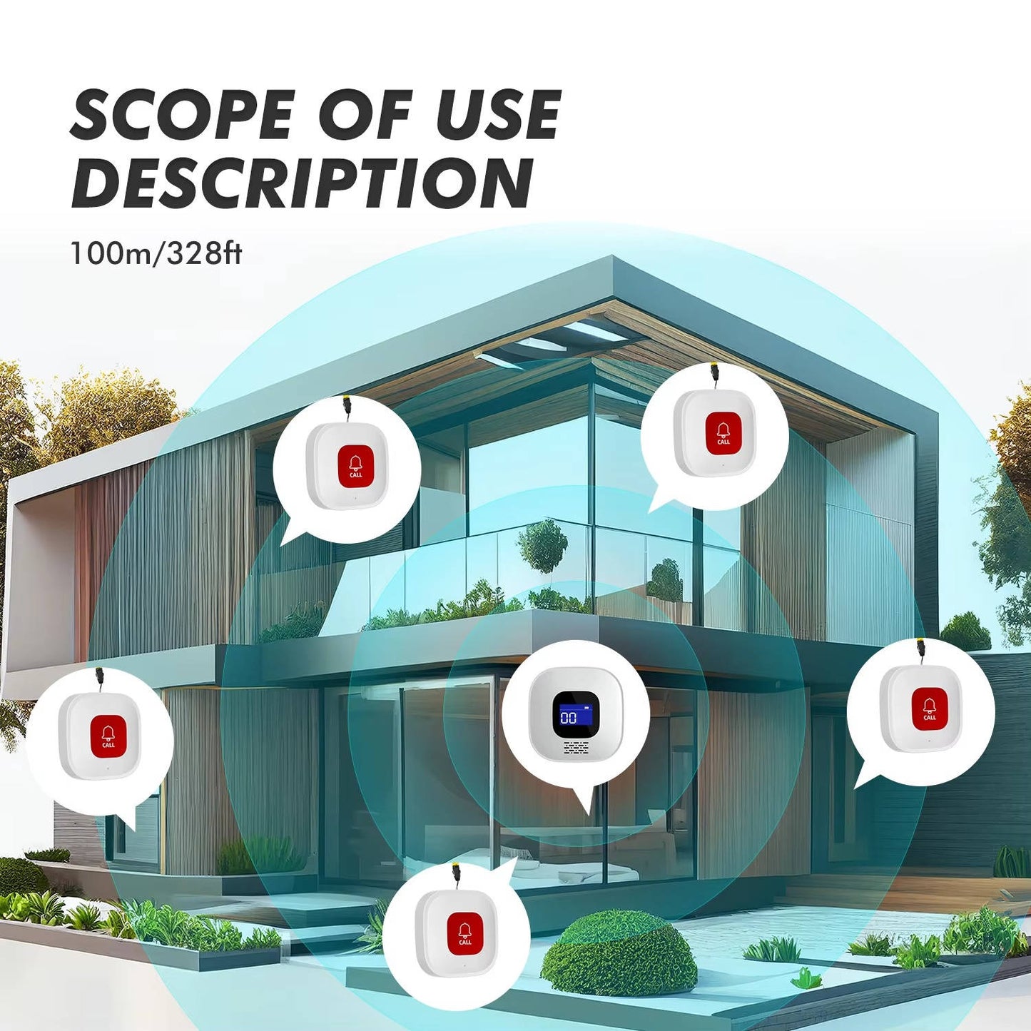 Emergency Button for Elderly, Medical Alert for Seniors, Nurse Calling System & Caregiver Pager, Wireless SoS Panic Alert