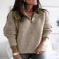 Relaxed Fit Womens Pullover with Quarter Zip and Stretchy Knit Blend