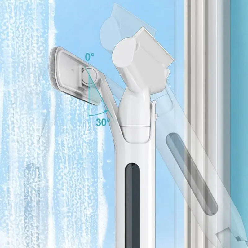 Spray Mop for Glass and Mirrors with Silicone Scraper Blade and Retractable Handle
