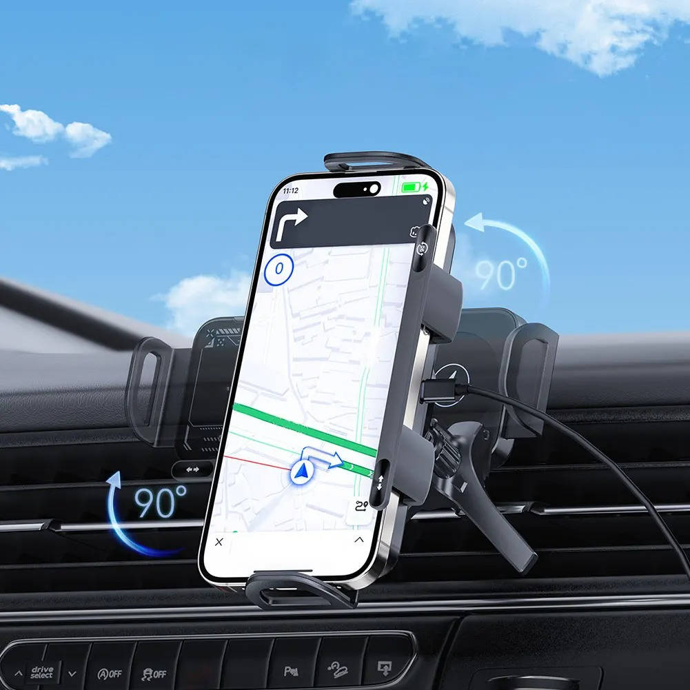 Car Phone Mount with Wireless Fast Charging and Motorized Arm