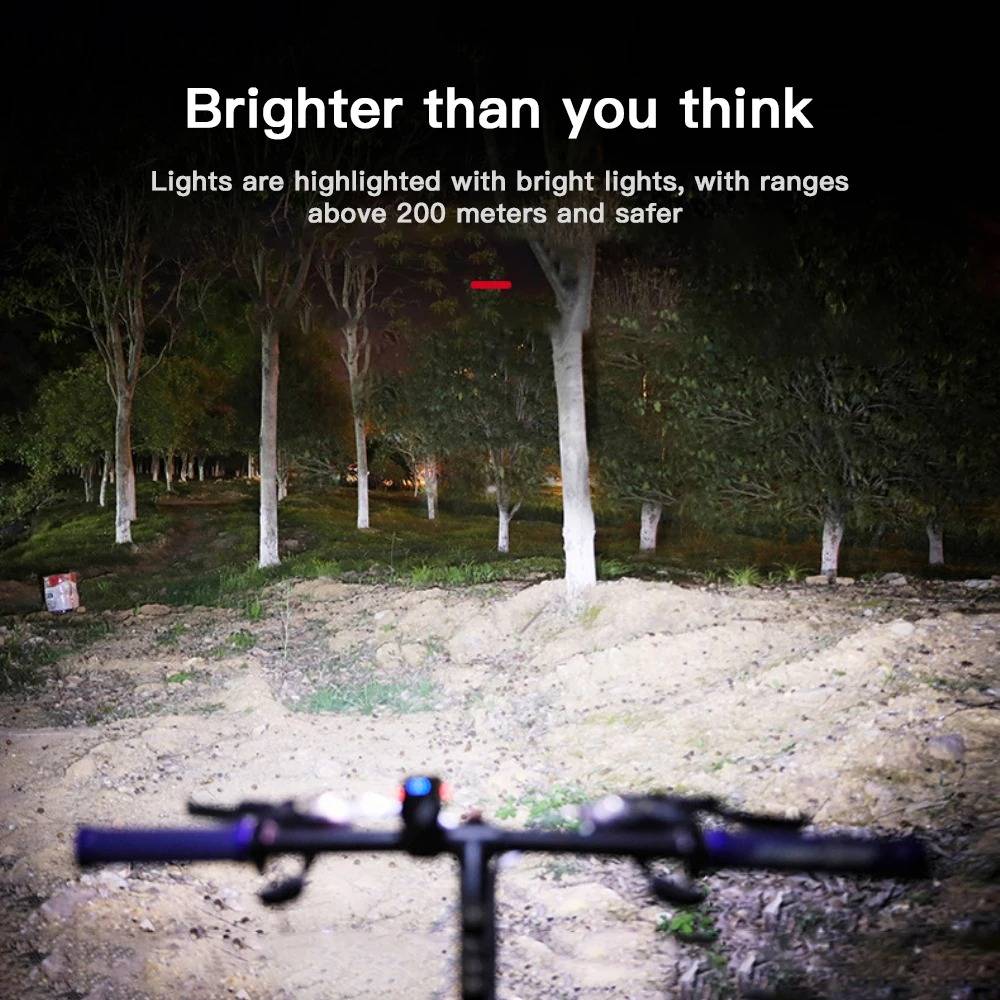 LED Bicycle Light Set with 1000 Lumen Headlight and Red Taillight, 6 Modes