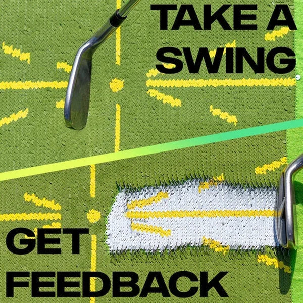 Golf Swing Training Mat with Instant Divot Feedback and Sequined Impact Surface, Portable