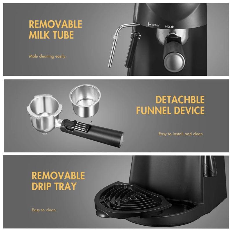 Espresso Machine with Steam Wand and Milk Frother, 4 Cup Capacity