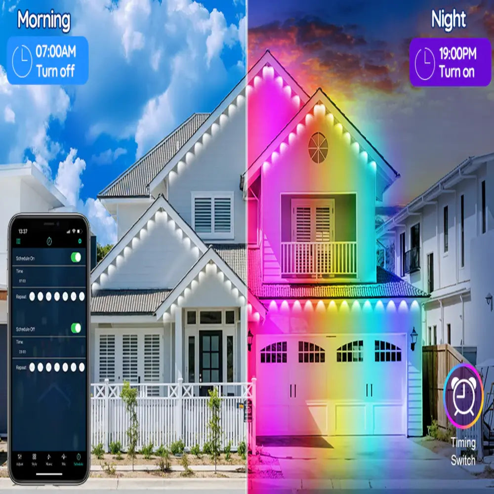 Permanent Outdoor Lights RGB LED System with Bluetooth App Control