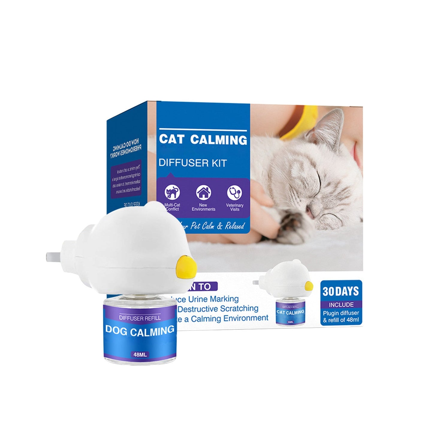 Pheromone Diffuser for Anxious Pets with Plug-In Operation and 60-Day Refill Supply