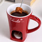 Chocolate Fondue Cup with Candle Holder and Stainless Steel Fork