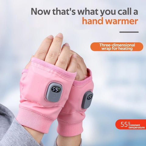 Heated Fingerless Gloves with Type-C Charging and 3 Heat Levels, One Size