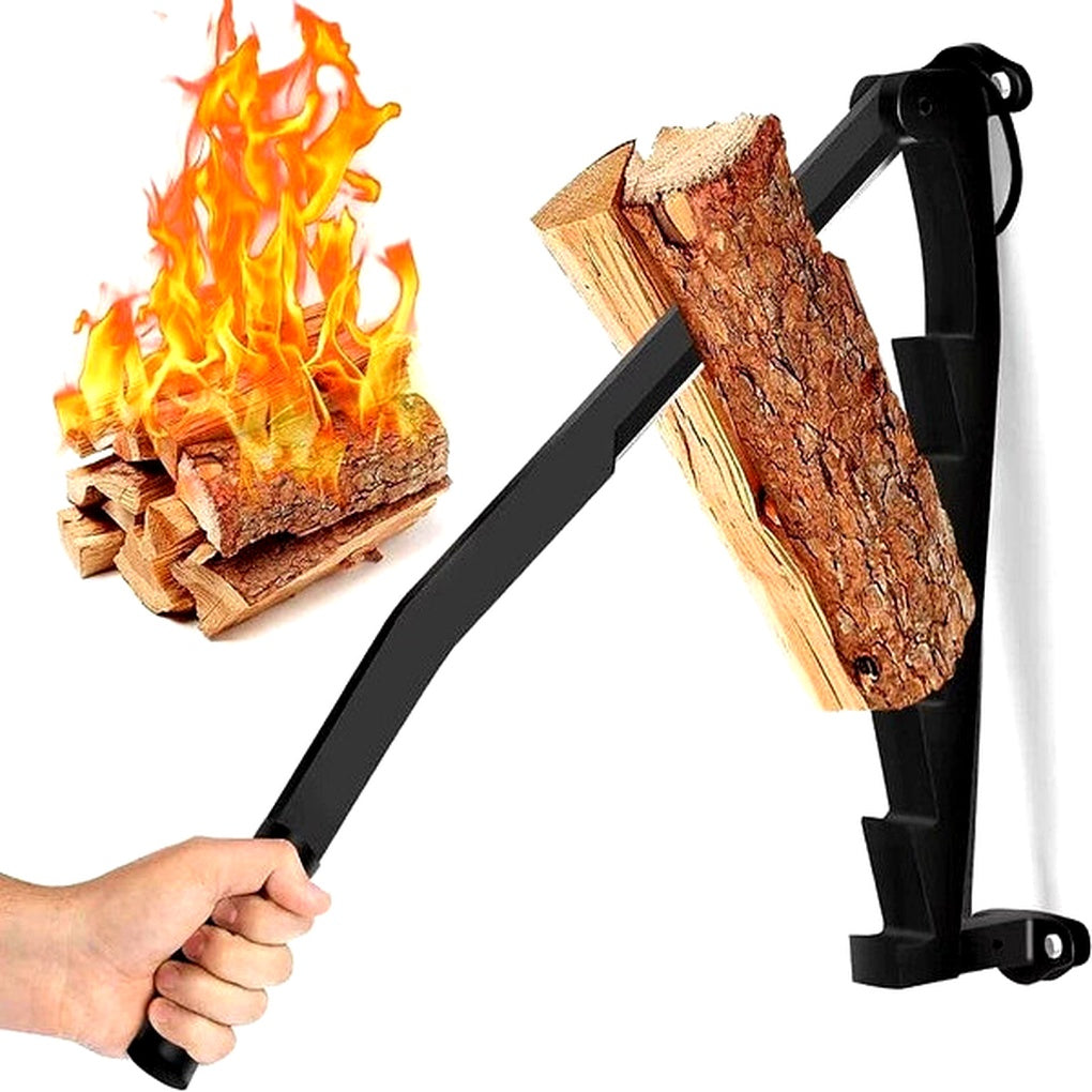 Wall Mounted Log Splitter with Lever Action and Carbon Steel Blade