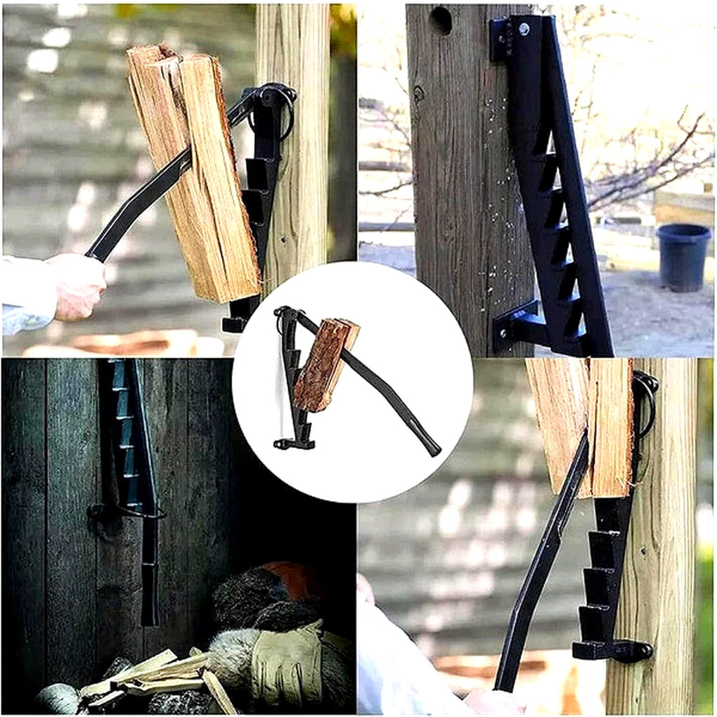 Wall Mounted Log Splitter with Lever Action and Carbon Steel Blade