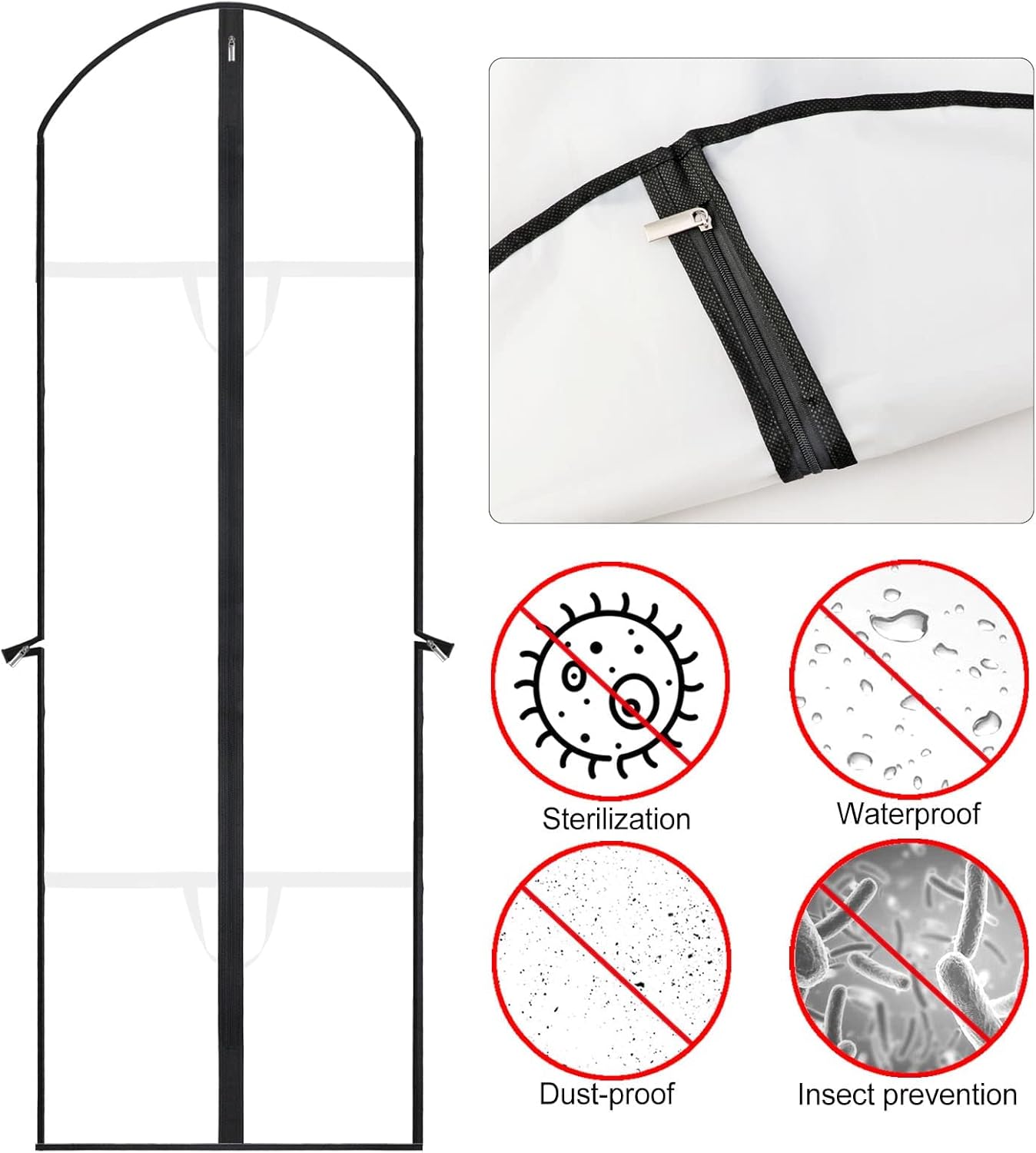 71-Inch Garment Bag with Full-Length Zipper and Dual Handles for Gowns