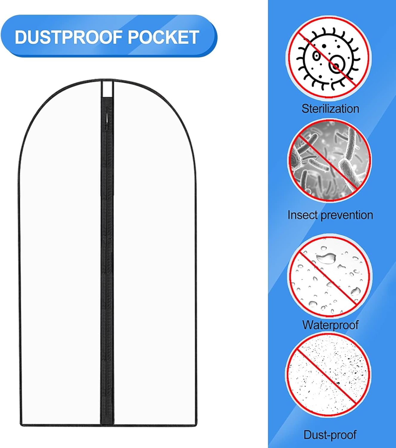 71-Inch Garment Bag with Full-Length Zipper and Dual Handles for Gowns
