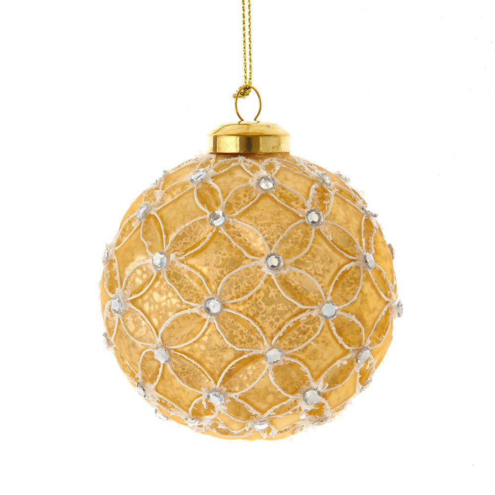 3.15" Gold Lattice Glass Ball Ornaments – 6-Piece Set