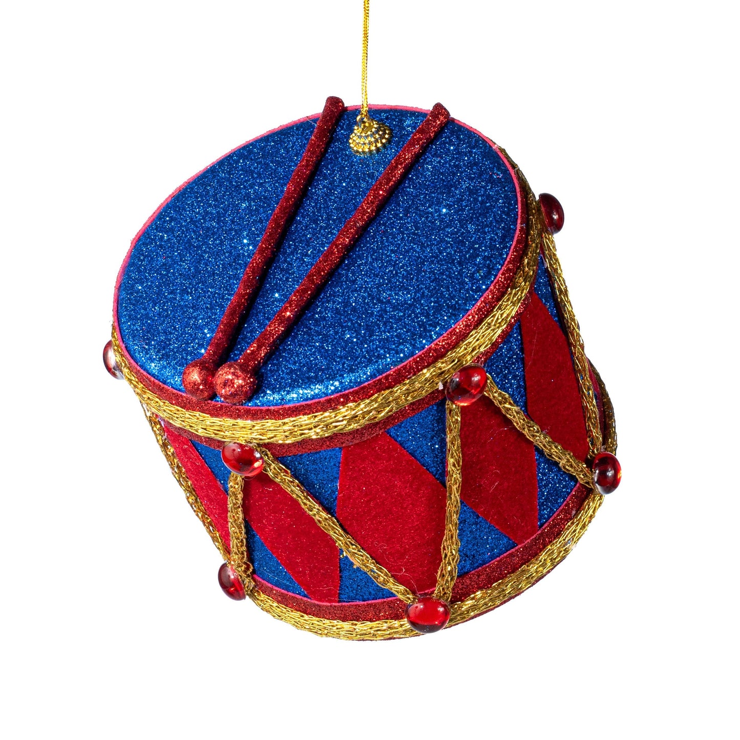 6" Glittered Harlequin Drum Ornament: Red & Blue Item Number: 85258RDBL