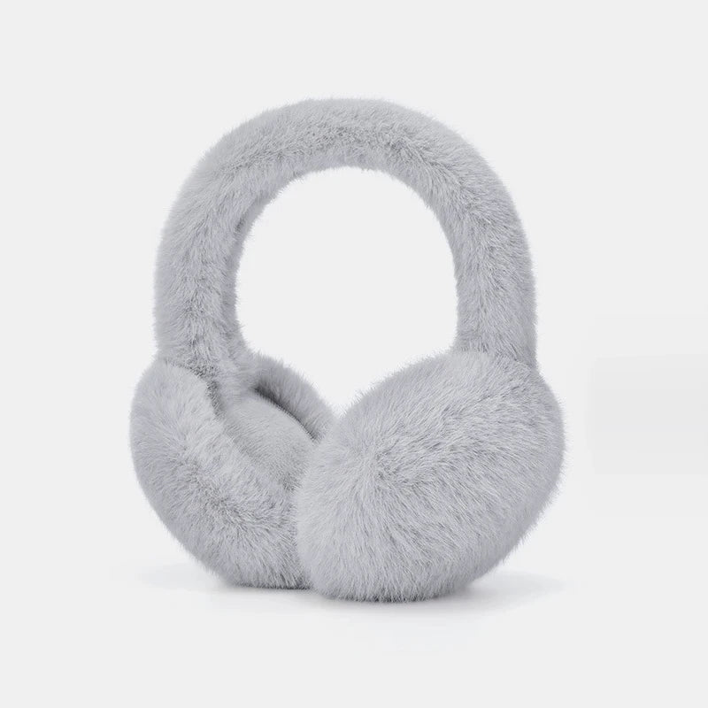 Foldable Plush Earmuffs with Detachable Material and Adjustable Band