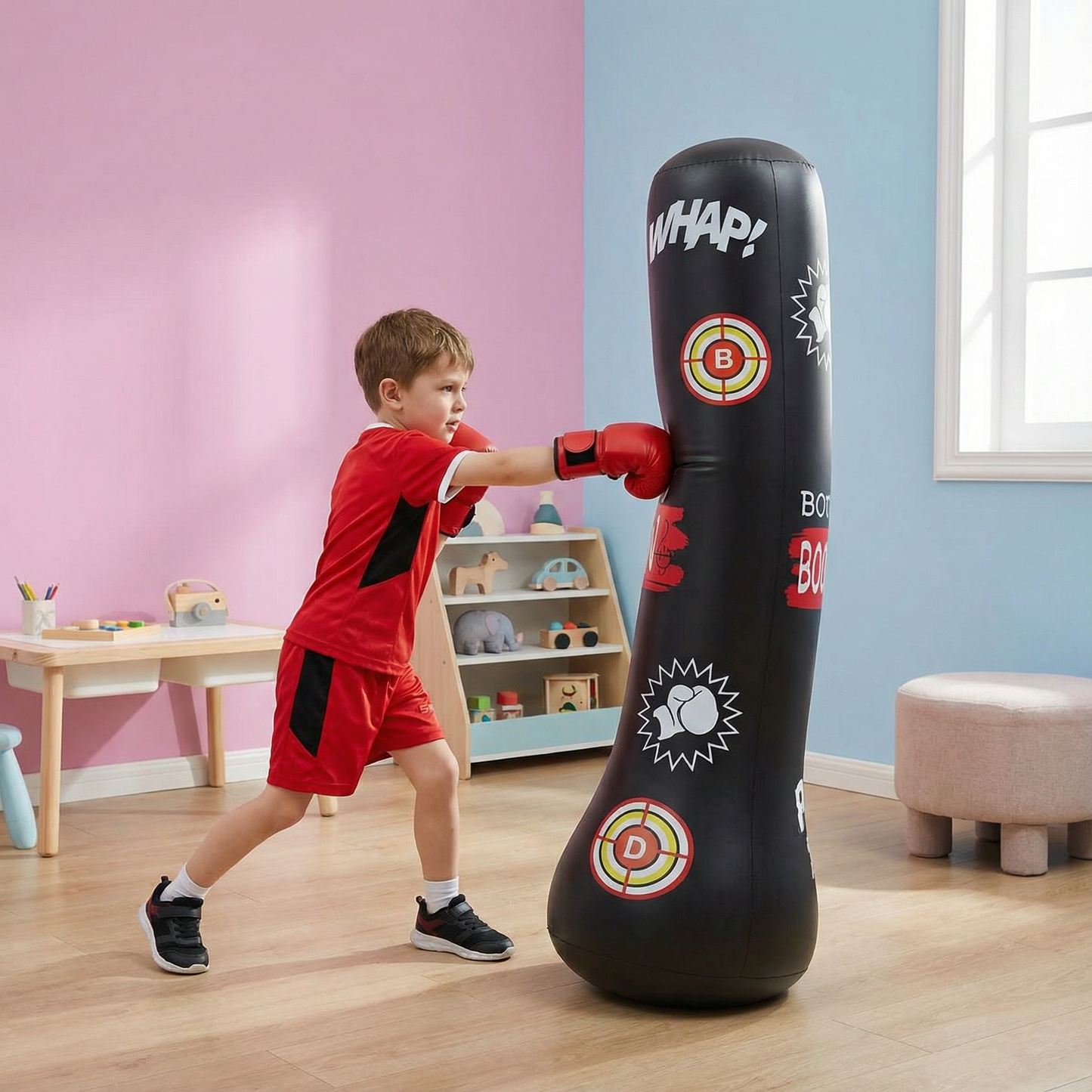 Inflatable Punching Bag for Kids with Water-Filled Base and Self-Righting Design